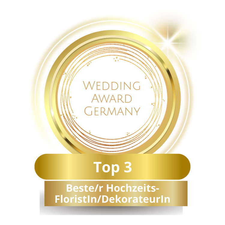 Katharina ist unter den Top 3 der Wedding  Awards in Deutschland in der Kategorie Beste Hochzeits-FloristIN/DekorateuerIN
